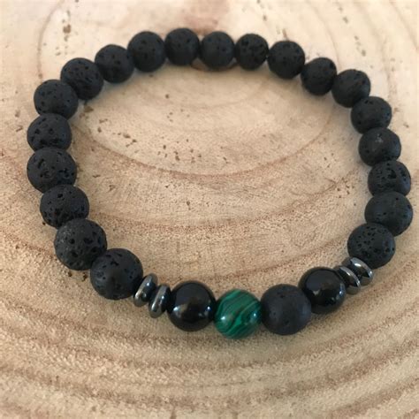 Hombres Pulsera De Hombre Con Cuentas De Piedra Natural Etsy