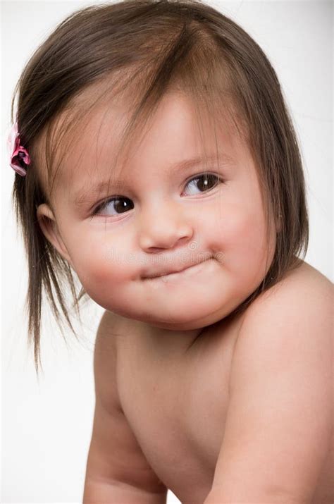 Portrait Of Adorable Brunette Baby Girl Stock Image Image Of Face Cute 50180205