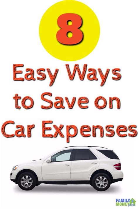 A White Car With The Words 8 Easy Ways To Save On Car Expenses