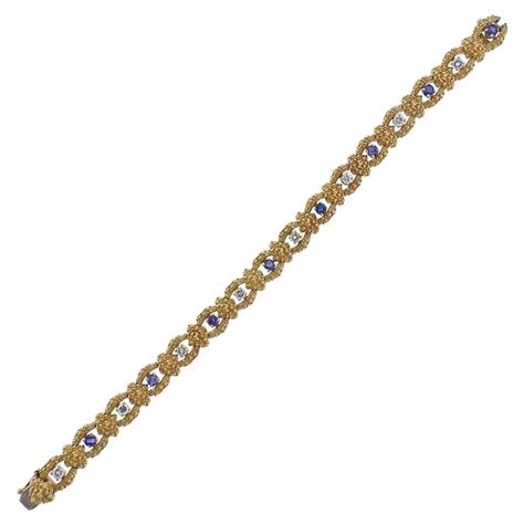 Gold Sapphire Line Bracelet For Sale at 1stDibs