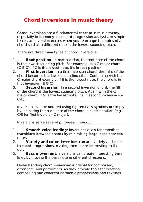 SOLUTION: Chord inversions in music theory - Studypool