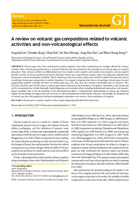 (PDF) A review on volcanic gas compositions related to volcanic ...