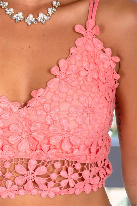 Coral Pink Lace Bralette Bralettes Saved By The Dress