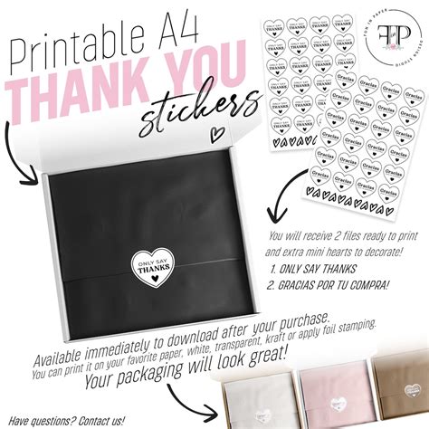 Thank You Printable Stickers on A4 Sheets Pegatina Gracias - Etsy