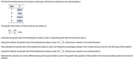 Solved The Growth Rate Version Of Okun S Law Can Be Written