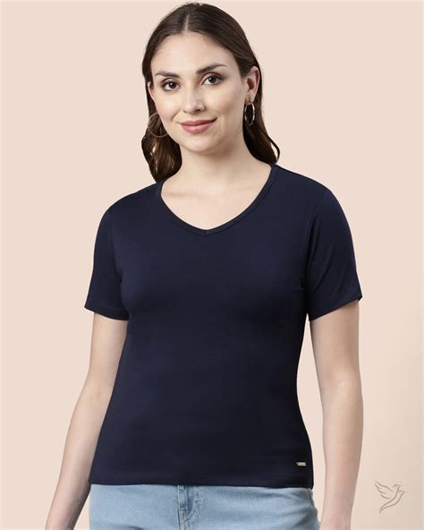 Buy Navy Women Stylish Basic Tee Online Twin Birds Store