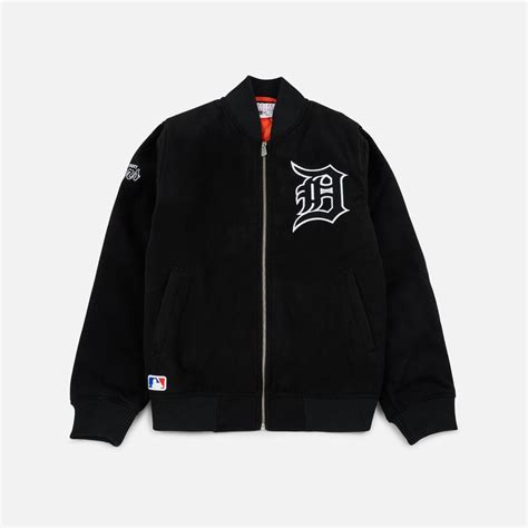 New Era Team Apparel Melton Bomber Jacket Detroit Tigers Men Black