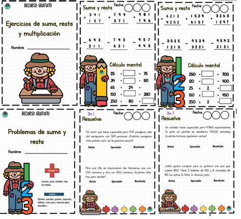 Ejercicios De Suma Y Resta Multiplicaciones Y Problemas Matem Ticos