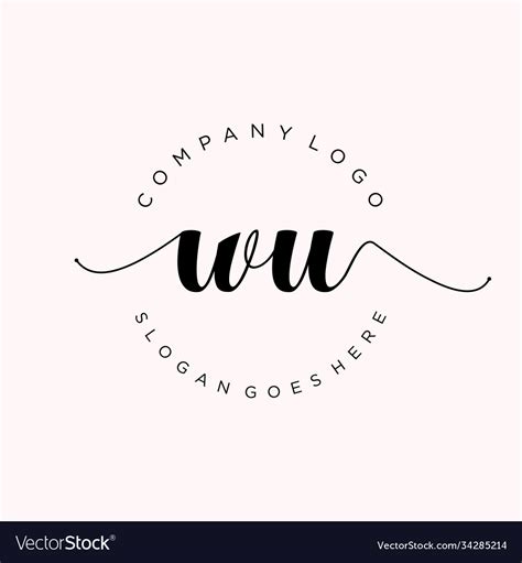 Initial Wu Handwriting Logo With Circle Template Vector Image