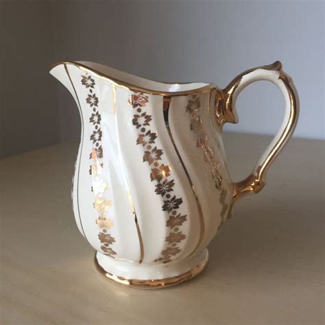 Sadler Gold Stripe Floral Vintage Creamer Gold Flower Swirl Etsy