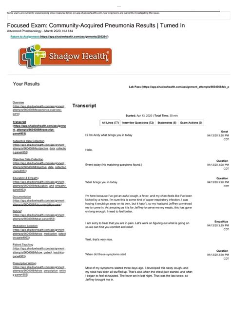 community acquired pneumonia shadow health anita douglas medication