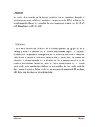 Albumina informe albúmina PDF