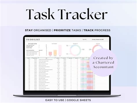 Task Tracker Spreadsheet Template, Task Management Google Sheets, To-do ...