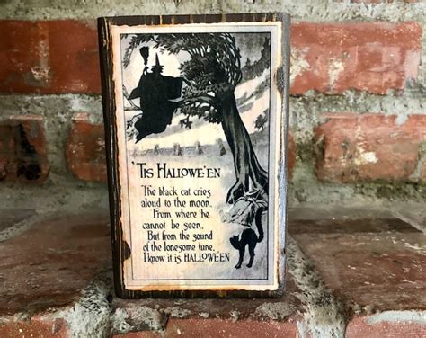 Rustic Halloween Wood Block Vintage Halloween Sign Primitive - Etsy