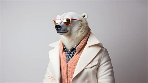 Premium Photo Cool Polar Bear With Sunglasses Against White Background