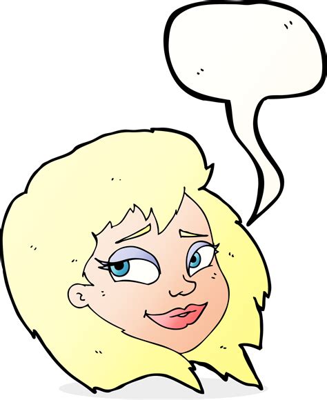 Cartoon Happy Female Face With Speech Bubble 45255055 Png