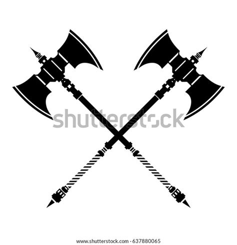 Medieval Crossed Axes Silhouette Icon Ancient Stock Vector Royalty Free 637880065