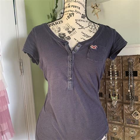 Hollister Co Women S Navy Blouse Depop