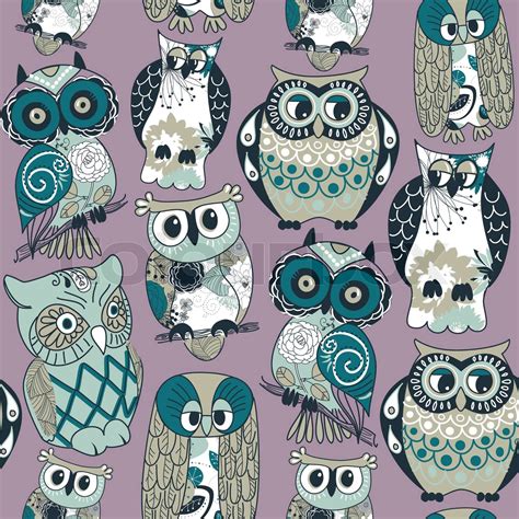 Seamless Owl Pattern Stock Vector Colourbox