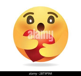 Fröhliche Emoji Emoticon umarmt ein rotes Herz Stock Vektorgrafik Alamy