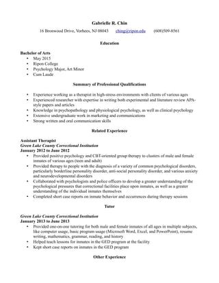 Gabrielle Chin Resume Pdf