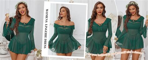 Avidlove Sexy Lingerie Babydoll Rave Ruffle Dress Off Shoulder Long Sleeve Nightgowns Outfits