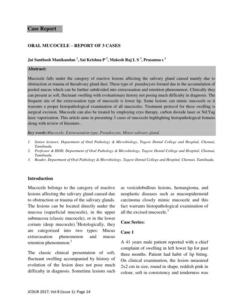 Pdf Oral Mucocele Report Of Cases