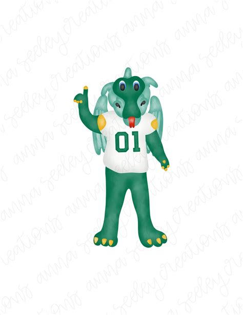 Watercolor Mascot UAB Blaze Dragon Sports Cheer - Etsy