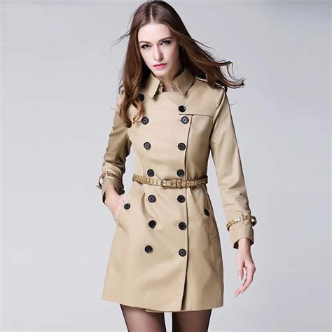 Fashion Womens Double Breasted Slim Long Trench Coat Women Solid