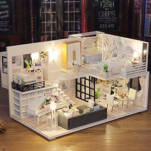 Gudoqi Diy Maison Miniature D Maison Poupee Bois Kit Avec Meubles Et