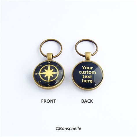 Personalised Compass Design Keyring T Bonschelle