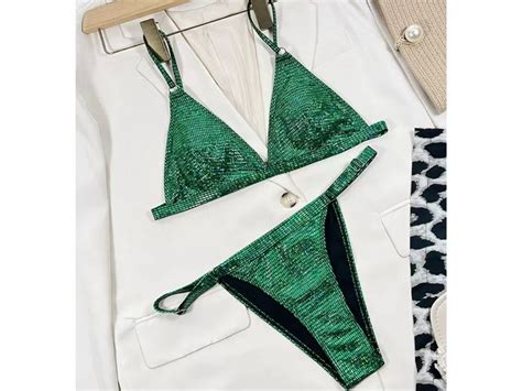 Women S Swimsuit Glossy Three Point Bikini Pure Desire Etsy