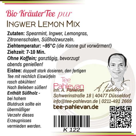 Bio Kr Utertee Ingwer Lemon Mix Tee Pahlevan D Sseldorf