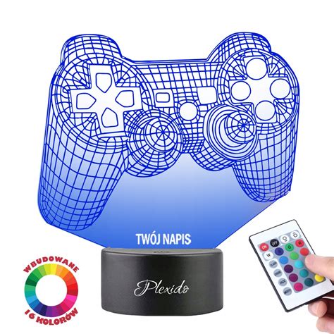 Lampka na biurko Statuetka Led Pad Kontroler PS Playstation Twój Napis