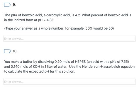 Solved D 9 The Pka Of Benzoic Acid A Carboxylic Acid Is Chegg