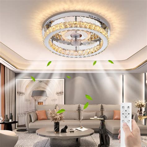 AHXIAOZN Modern Flush Mount Ceiling Fan With Lights Smart Low Profile