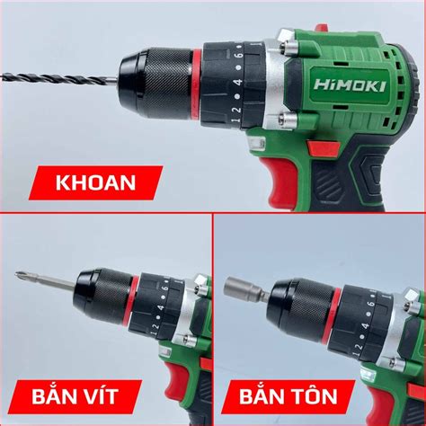 Máy khoan pin HIMOKI 21V HM ID2110BL động cơ KHÔNG CHỔI THAN Khoan