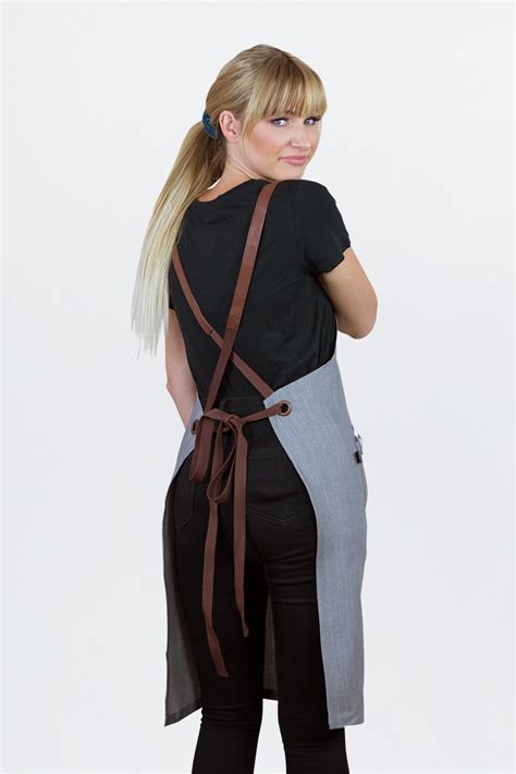 Bella Bib Apron Ash With Tan Pvc Tiesbuy Online Aprons By Aussiechef