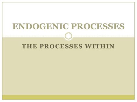 Endogenic processes - The Process Within