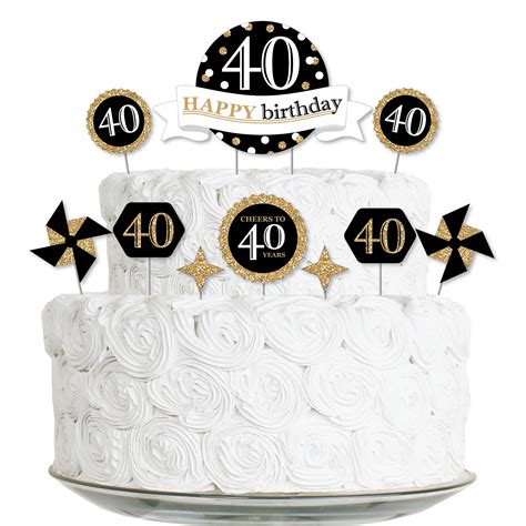 Big Dot of Happiness Adult 40th Birthday - Gold - Birthday Party Cake ...