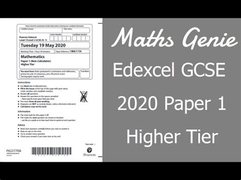 Edexcel Gcse Maths Higher Exam Paper Walkthrough Youtube