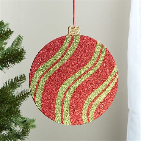 Jumbo Styrofoam Red And Green Striped Ornament Christmas Ornaments