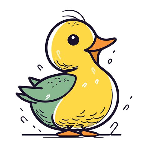 Cute cartoon duckling. Vector illustration isolated on white background ...