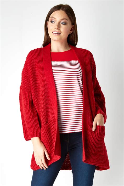 Ribbed Knit Cardigan In Red Roman Originals Uk