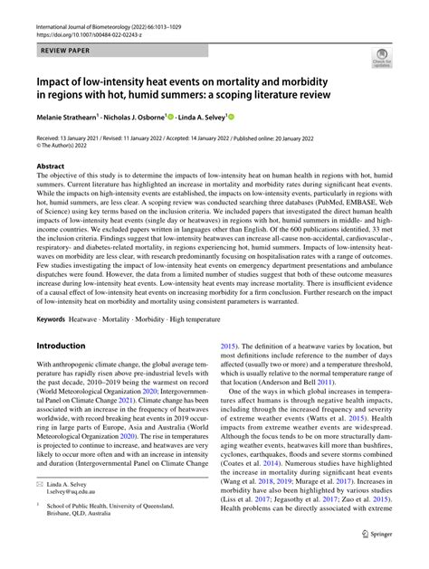 Pdf Impact Of Low Intensity Heat Events On Mortality And Morbidity In