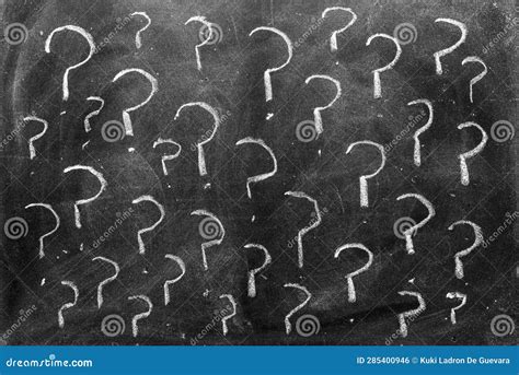 Question Marks Written With Chalk On A Blackboard Stock Photo Image