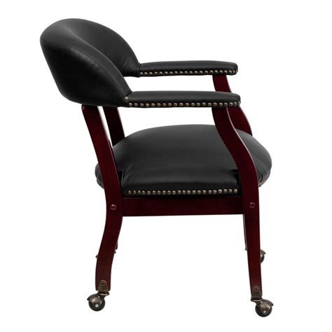 Flash Furniture Black Leather Traditional Faux Leather Desk Chair in ...