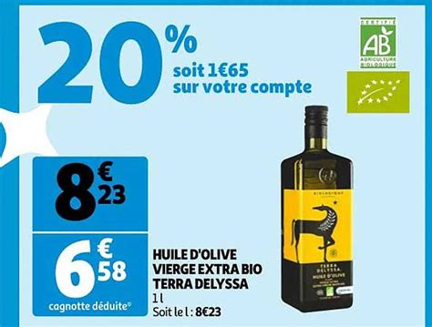 Promo Huile D Olive Vierge Extra Bio Terra Delyssa Chez Auchan