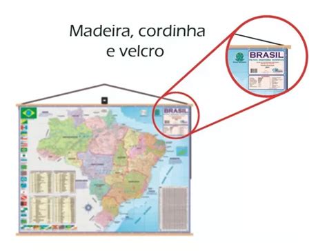 Mapa Brasil Moldura Banner Laminado Gigante X Cm Atual Venda Em