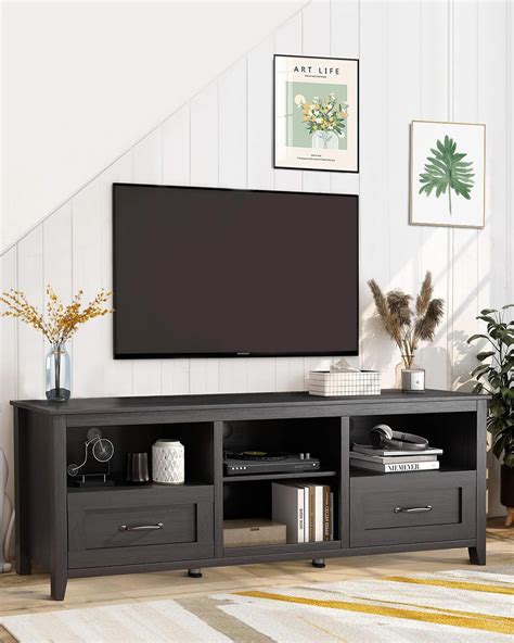 Tjunbolife Tv Stand For 80 Inch Tv Black Tv Stands For Living Room 70